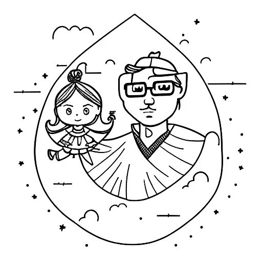 A Dad And Little Girl Looking Up At A Cloudy Sky