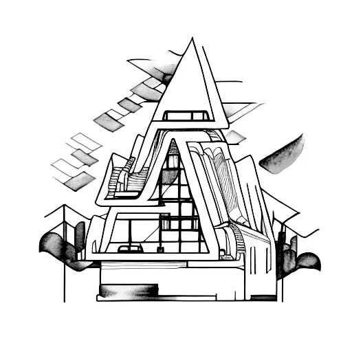 A Tattoo Of A Hand-drawn Sketch Of An Architectural Landmark In A Watercolor Style