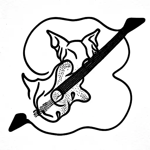 Guitar With A Cerberus Head In The Body