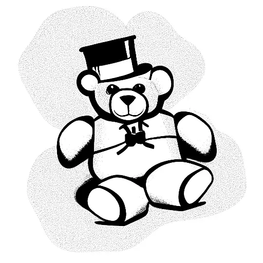 Sitting Teddy Bear With Stovepipe Hat