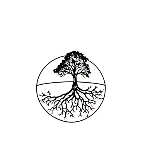 Tree In A Globe With Roots