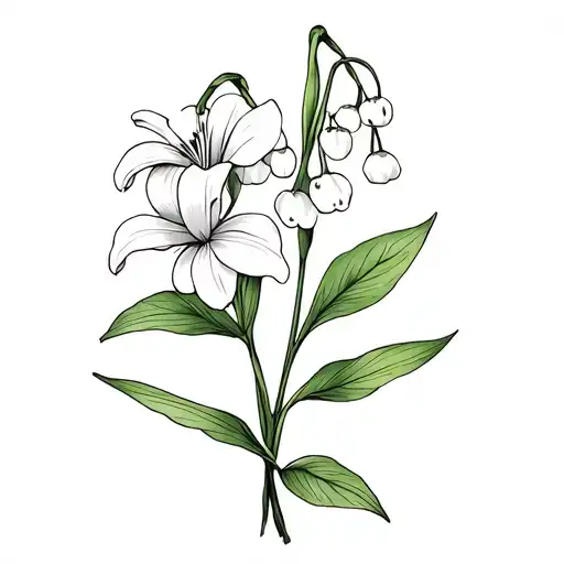 Flowers A Lily Of The Valley And A Violet Wrapped Around Together Very Fine Line Black Skinny