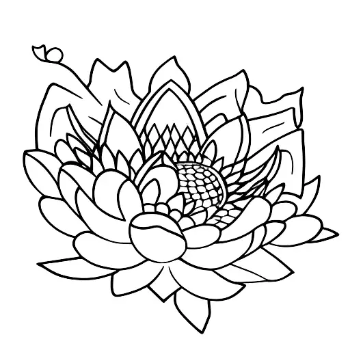 Lotus With Butterflies