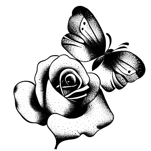 Cute Butterfly With Rose