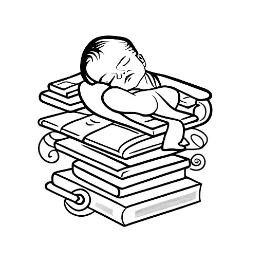 A Sleeping Baby Surrounded By Floating Books