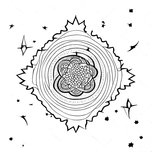 A Blackwork Tattoo Of A Mystical Night Sky With A Shooting Star Transforming Into A Vibrant Flower