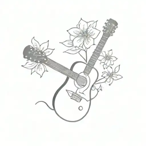 Guitar And Cosmo Flowers