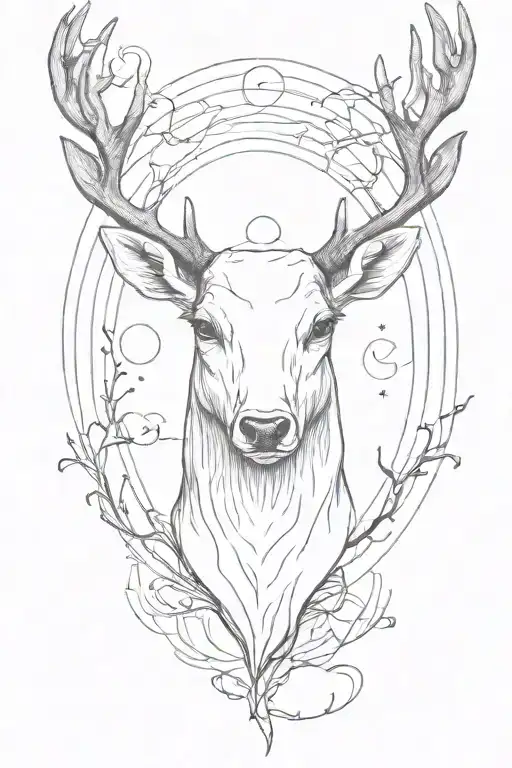 Half Moon At The Center Between The Skull Of A Deer