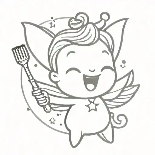 Sparkling Tooth Fairy Holding A Toothbrush