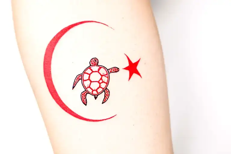 Turtle Turkish Flag Crescent Moon