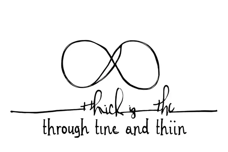 Infinity Symbol With The Saying Through Thick And Thin