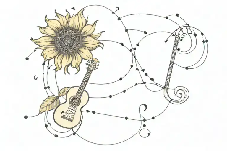 A Scorpio Constellation Made Up Of Guitar Strings With A Sunflower In The Center