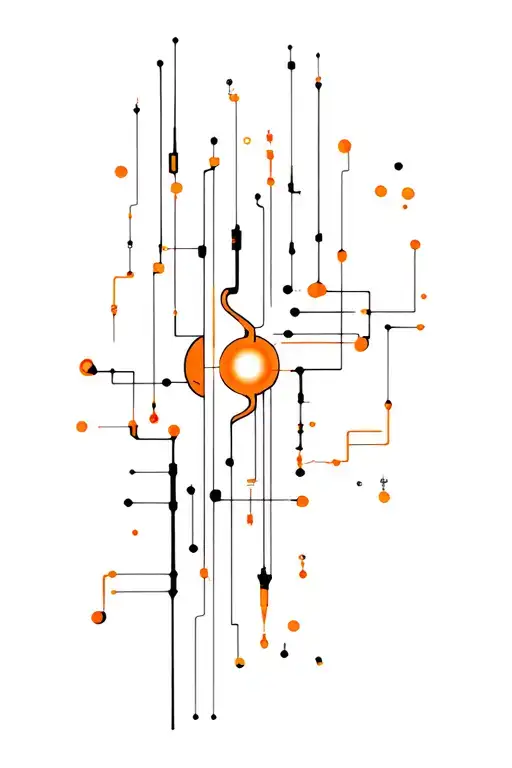 Electric Or Bioelectric Circuitry In Black With Orange Glow Accents