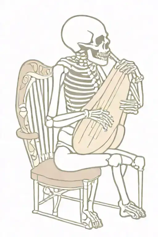 Skeleton Playing Mini Harp