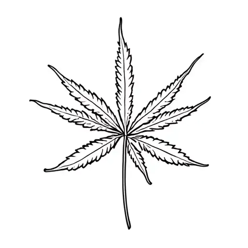 A Minimalist Tattoo Design Of A Cannabis Leaf