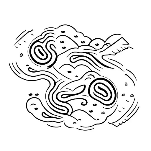 A Running Track Formed By Coffee Beans Leading To A Beach Sunset