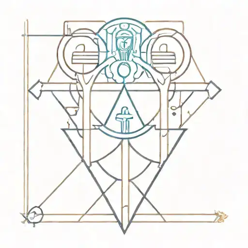 A Minimalist Tattoo Design Combining Nordic And Egyptian Symbols In A Unique Way