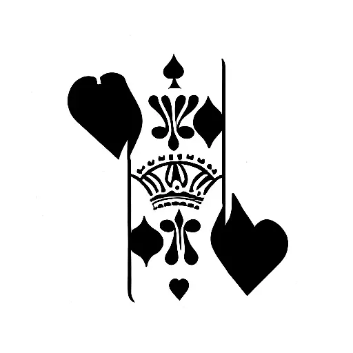 4 Of Hearts Playing Card With 2 Crowns