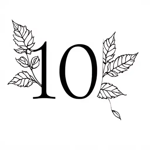 Fine Line Rose With Leaves Hiding Number 10