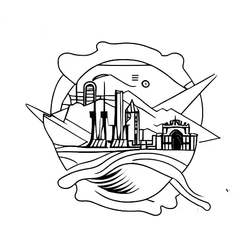 Marseille Cityscape With A Sunset Over The Ocean