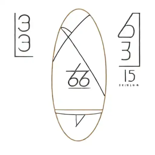 Small Black Fine Line Tattoo Of A Surfboard With The Number 3 Inside