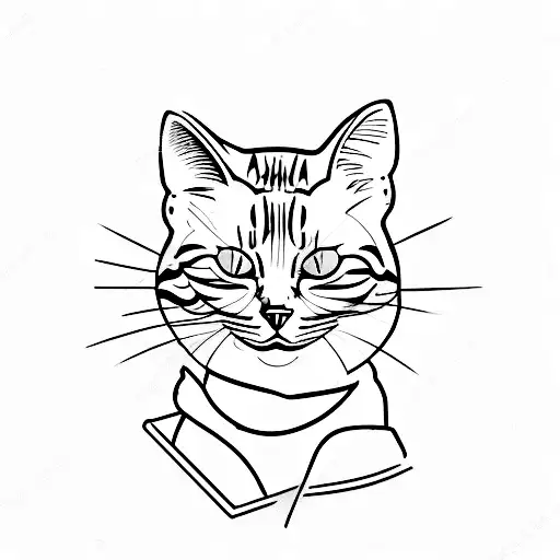 A Minimalist Tattoo Of A Cat Watching A Series On A Tv Screen