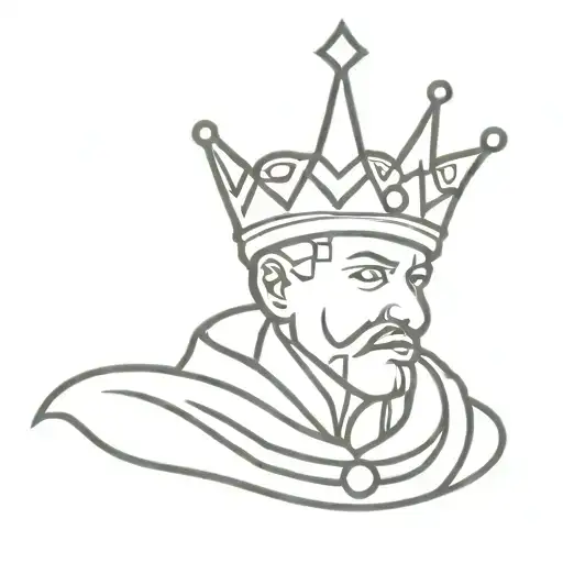 King With Crown And Cape And Jester