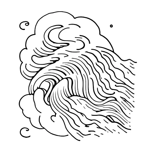 A Minimalist Tattoo Of Harry Styles Surfing On A Wave Made Of Music