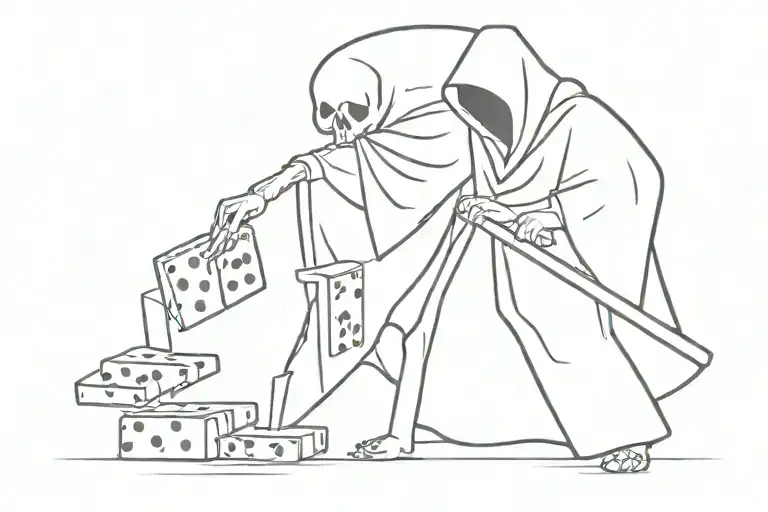Grim Reaper Pushing Dominos Down