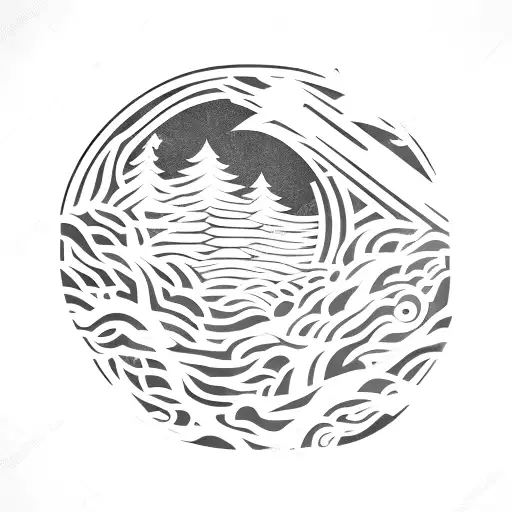 Forest Scene Arm Band With Star Wars Designs Hidden Within And A Death Star Hovering In The Sky