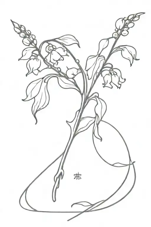 A Minimalist Tattoo Design Featuring A Straykids Inspired Symbol Surrounded By Lily Of The Valley