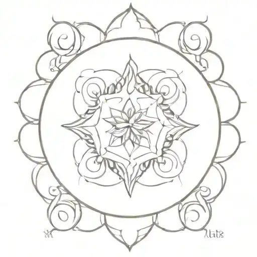 An Intricate Mandala Design Incorporating The Elements Of Fire And Air For Aries And Gemini