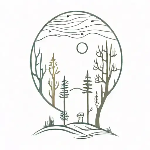 Trees Moon Forest