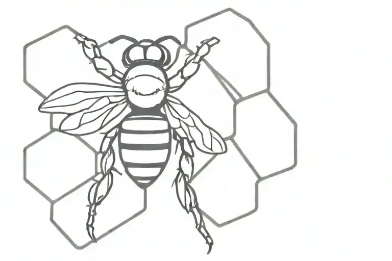 A Honeycomb Pattern With A Hidden Bee Silhouette