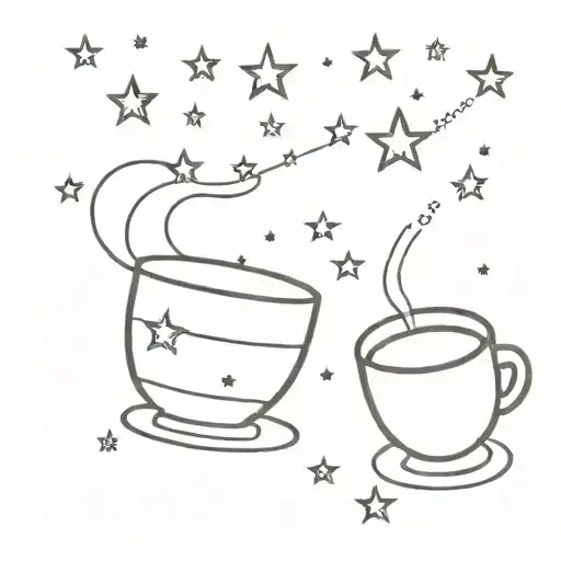A Minimalist Starry Night Sky With Coffee Cups As Stars