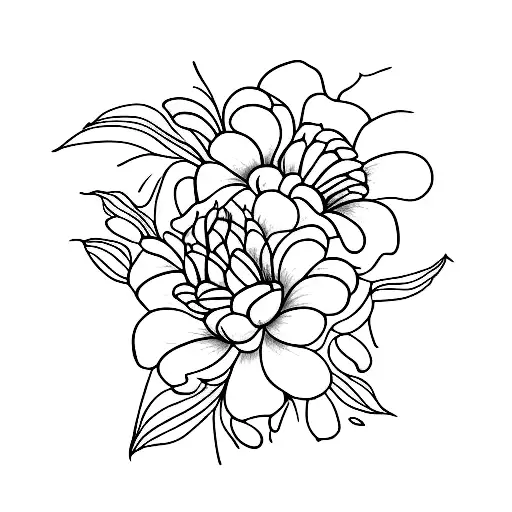 Fine Line Flowers With Bees