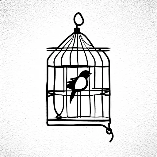 Bird Cage And A Bird Outside