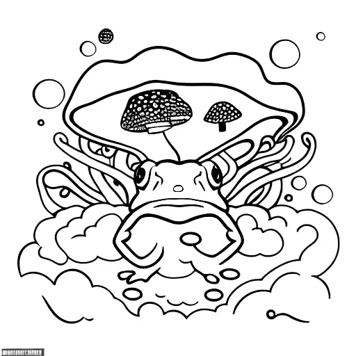 Frog With A Mushroom Hat On Its Head