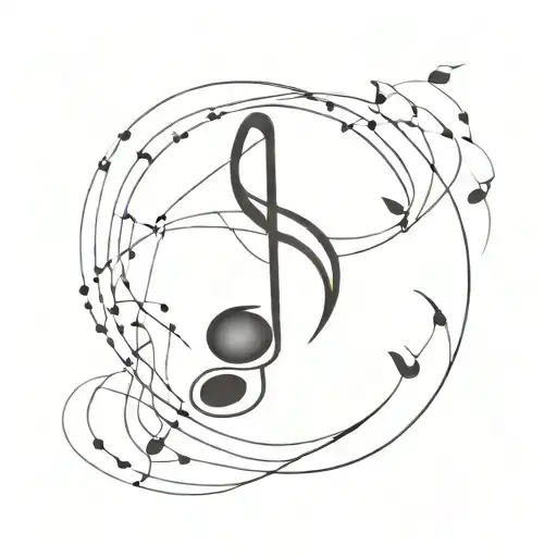 A Cosmic Music Note Swirling Through Space Surrounded