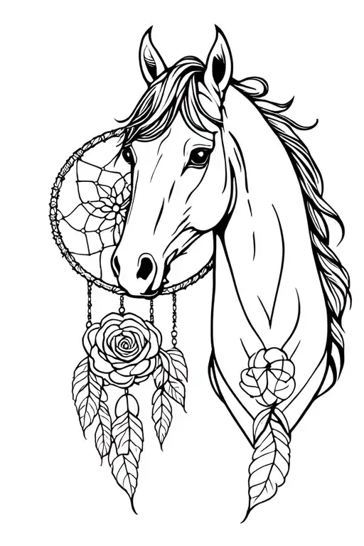 Horse Dream Catcher With Roses