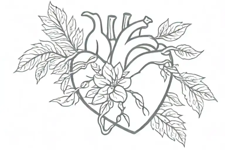 Realistic Heart With Plant Filler Background