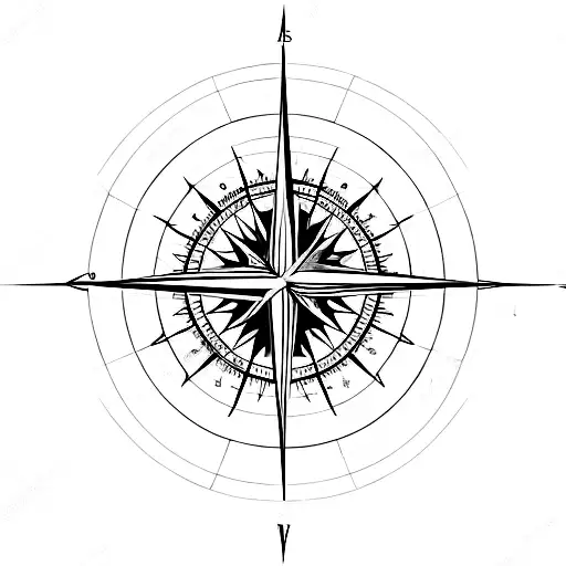 A Minimalist Compass Surrounded By Waves