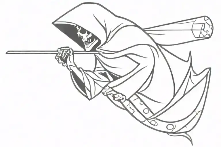 Grim Reaper With Dominos In A Line