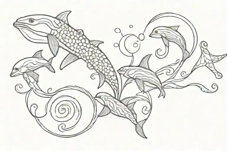 Ocean Theme Tattoo Lower Back