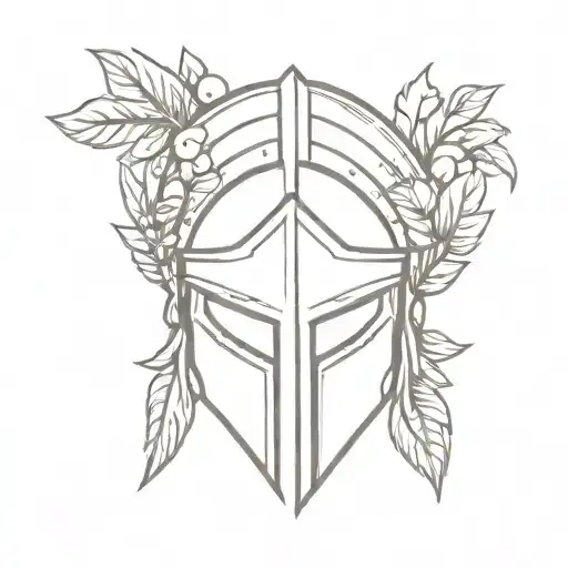 Spartan Helmet Sourrounded With Wreath Made