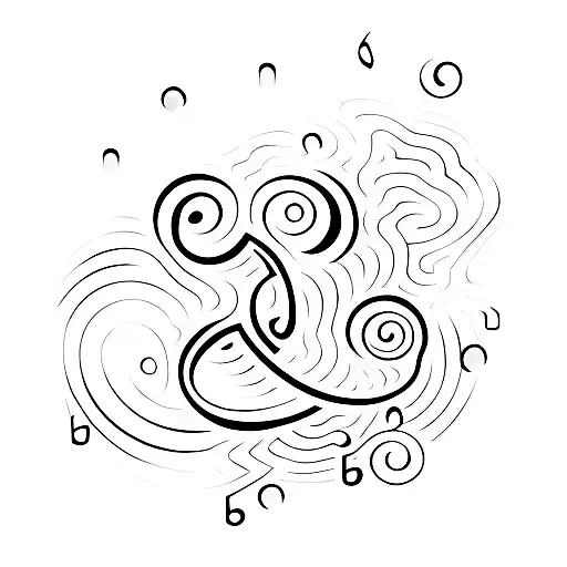 A Minimalist Tattoo Of A Music Note Formed By Water Droplets