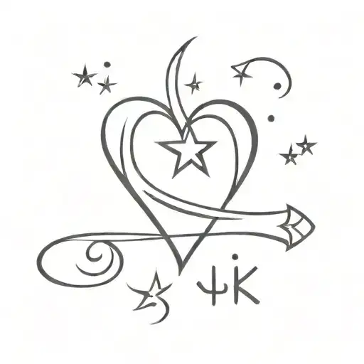 Hk Initial With Star And Moon And Heart