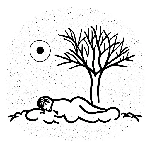 Man Asleep Under Tree With Angel Above