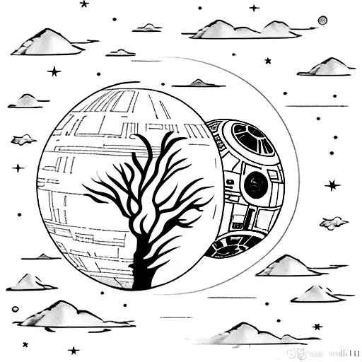 Star Wars Forest Scene Arm Band With Death Star In The Sky Above