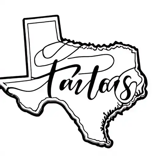Texas Outline With Cursive T Worked Into The Outline